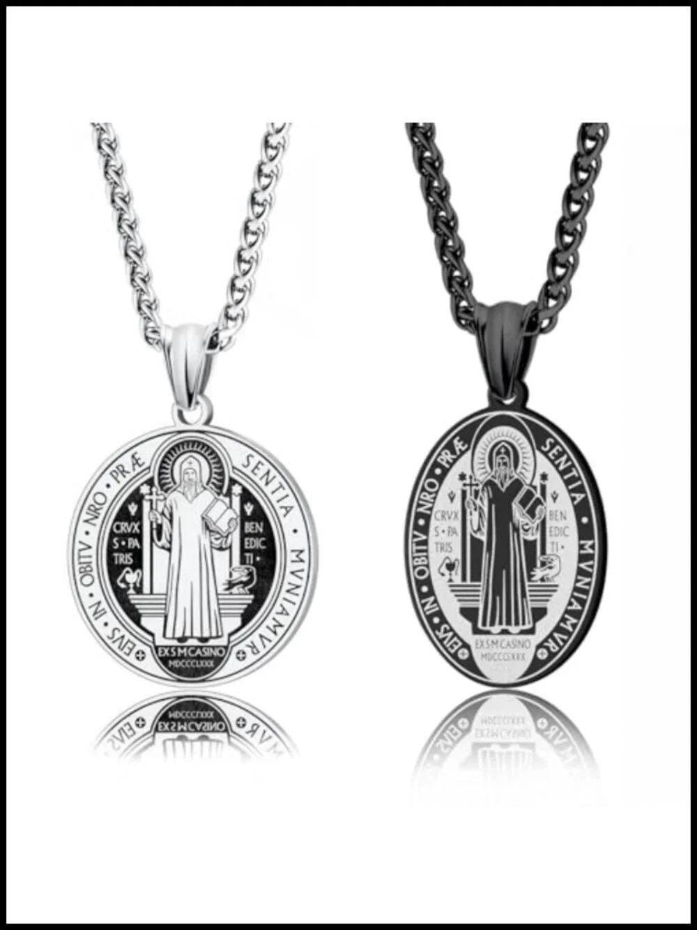 St. Benedict Medal Necklace Stainless Steel Pendant Amulet Religious Jewelry